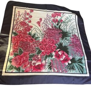 vintage overseas advantage tropical floral scarf neck wrap silky feel polyester